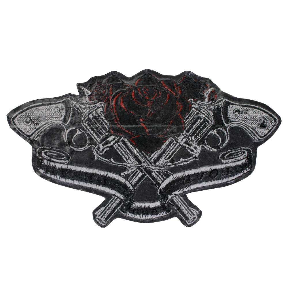 Patches para Jaquetas Ferro em Rosa Patch Bordado Pacth para Mochilas Decorativas Punk Gun Patches