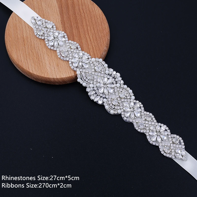 NZUK Rhinestone Bridal Belt Wedding With Crystal Diamond Wedding Dress Accessories Belt Sash 19cm-89cm Belt Sash For Women