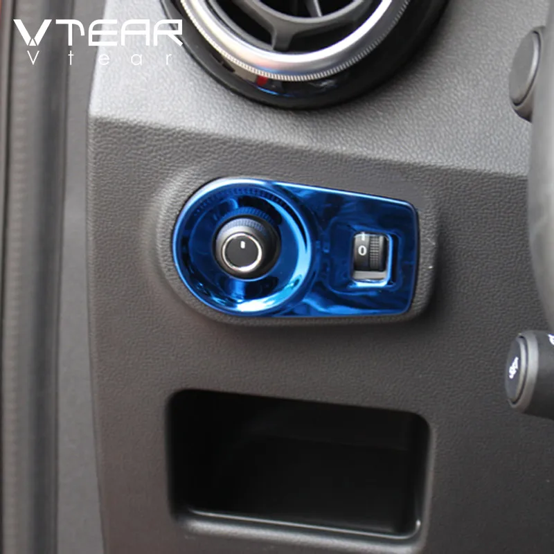 Vtear for MG ZS Car Rearview Mirror Button Frame Cover Stainless Steel Switch Strip Trim Decoration Accessories Interior parts