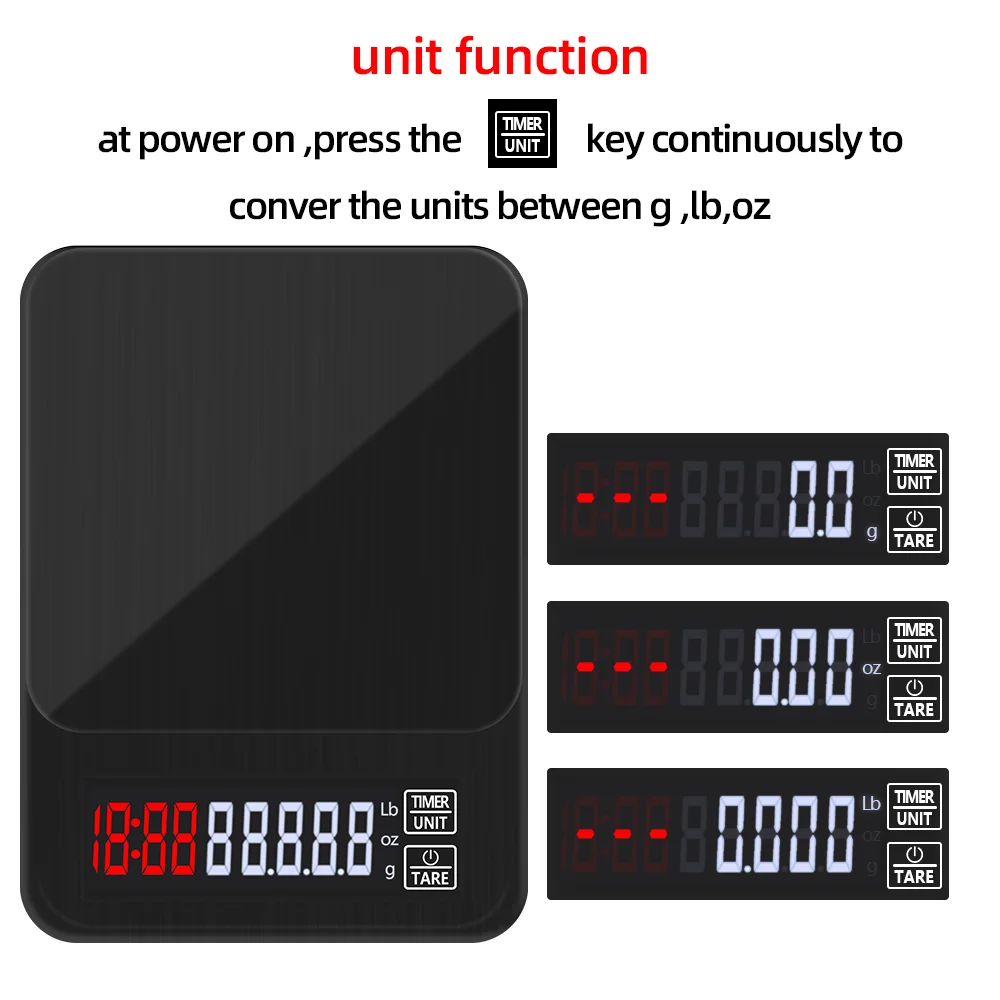Smart Coffee Scales Digital Kitchen Scale Weight With Timer Electronic LCD Display Grams Kitchen Drug Weight Tool Drip Scale
