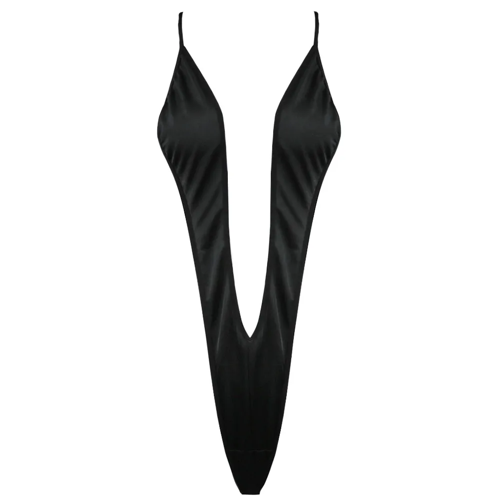 Women's One Piece Sling Shot Deep V-Neck Bikini Thong Underwear Micro Teddy Bodysuit Monokini Swimwear Swimsuit