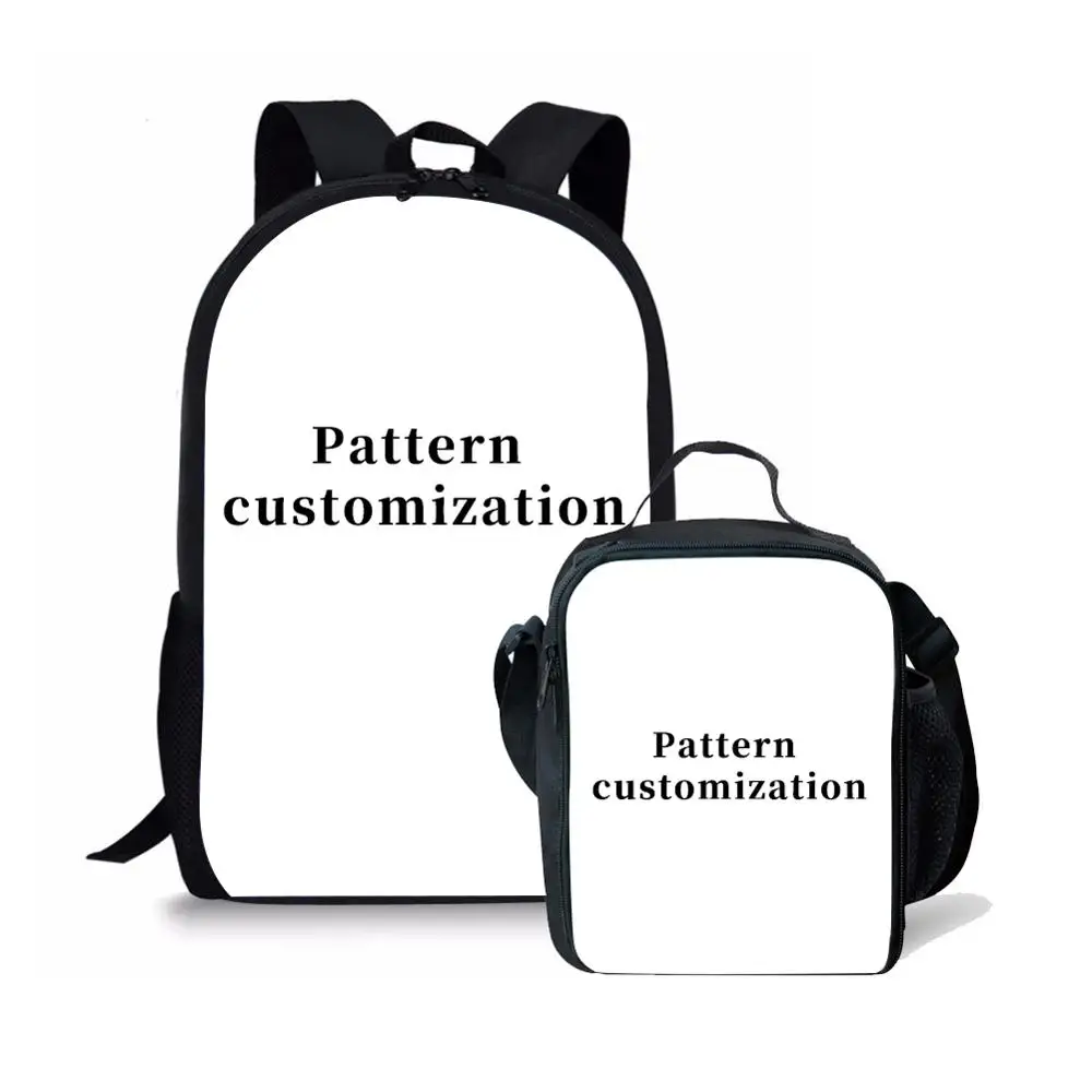 Customize Your Style Fashion New Style Casual Color Photos Zipper Backpack And Lunch Bag Two-piece Boy Girl Primary School
