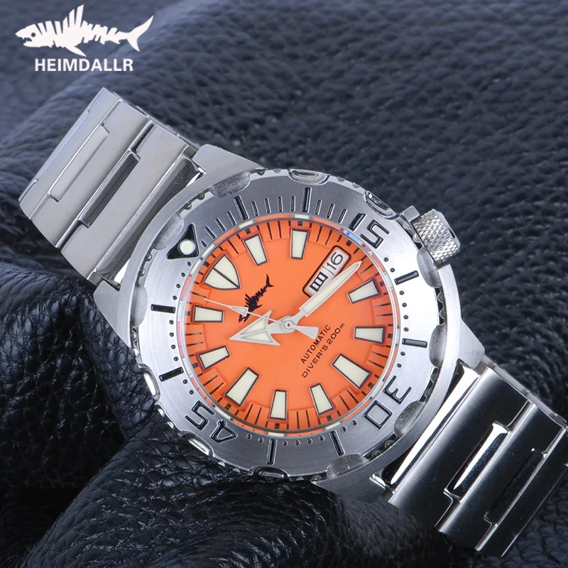 Heimdallr Monster V2 Automatic Mechanical Watch Frost Dial Diver Watch 200M Water Resistance NH36A Luxury Wristwatch Men