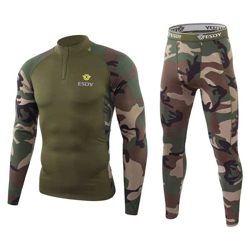 Long Johns Thermals Sets for Men, Camouflage, Outdoor, Quick Drying, Compression Fitness Underwear, Tactical Clothing, Winter