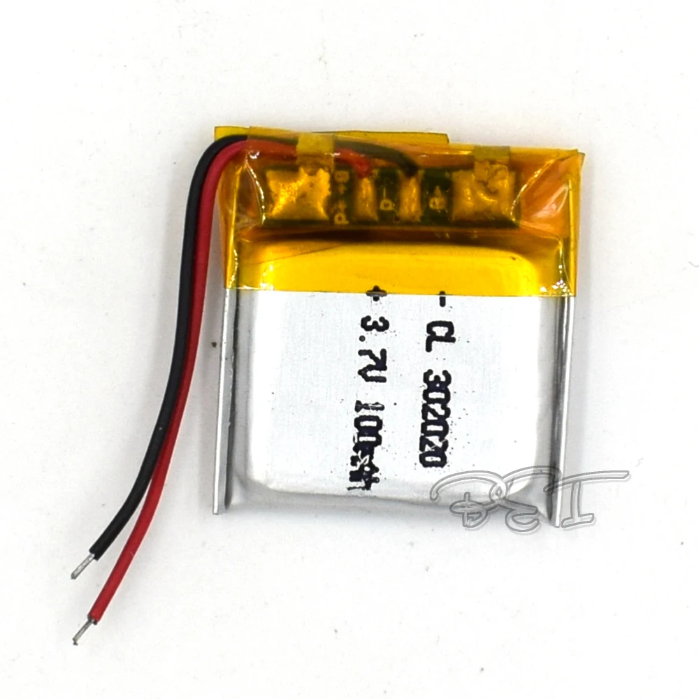 Bateria de lítio recarregável do polímero, gravador de navegação, 3.7v, 302020, 100mAh, 3*20*20mm, 5PCs