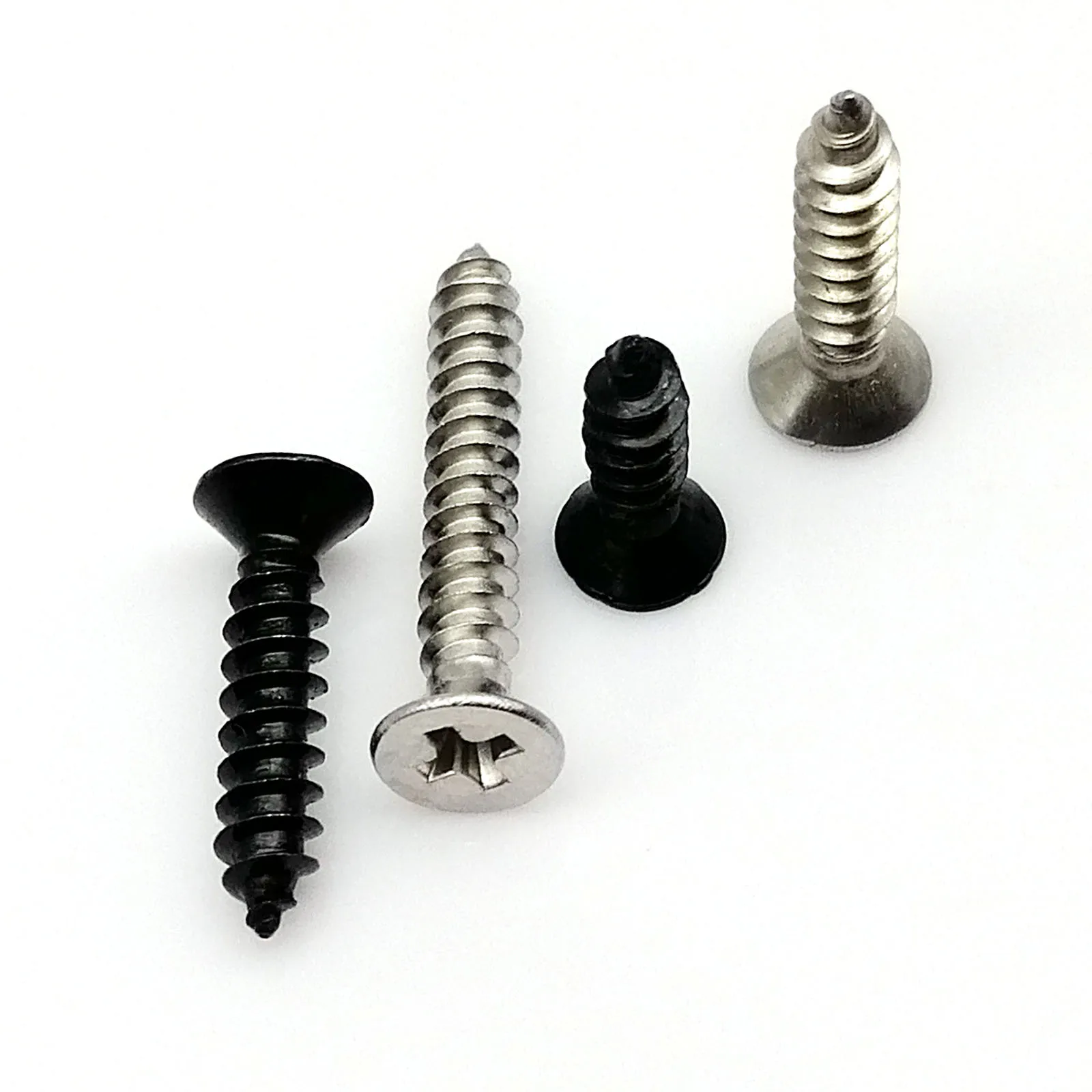 HZYUEGOU 100X M1 M1.5 M2 M3 M4 Schwarzer Kohlenstoff 304 A2 Edelstahl Kreuzschlitz-Phillips-Flachkopf-Senkkopf-Selbstschneidende Holzschraube – Detail 2