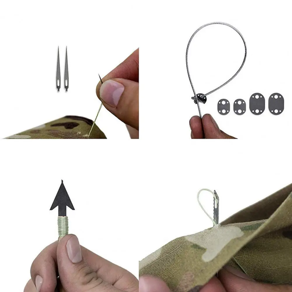 Outdoor Fishing Hook Cards Stainless Steel Survival Saw Blades Tool Fishing Harpoon Hook Card Bag Needles Arrows Trap Buckle Set