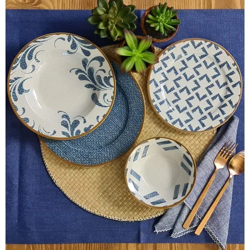 24 piece Dinnerware Plates Kitchen Products Kitchen Decoration Porcelain Ceramic Plate Set Flatware Dinnerware