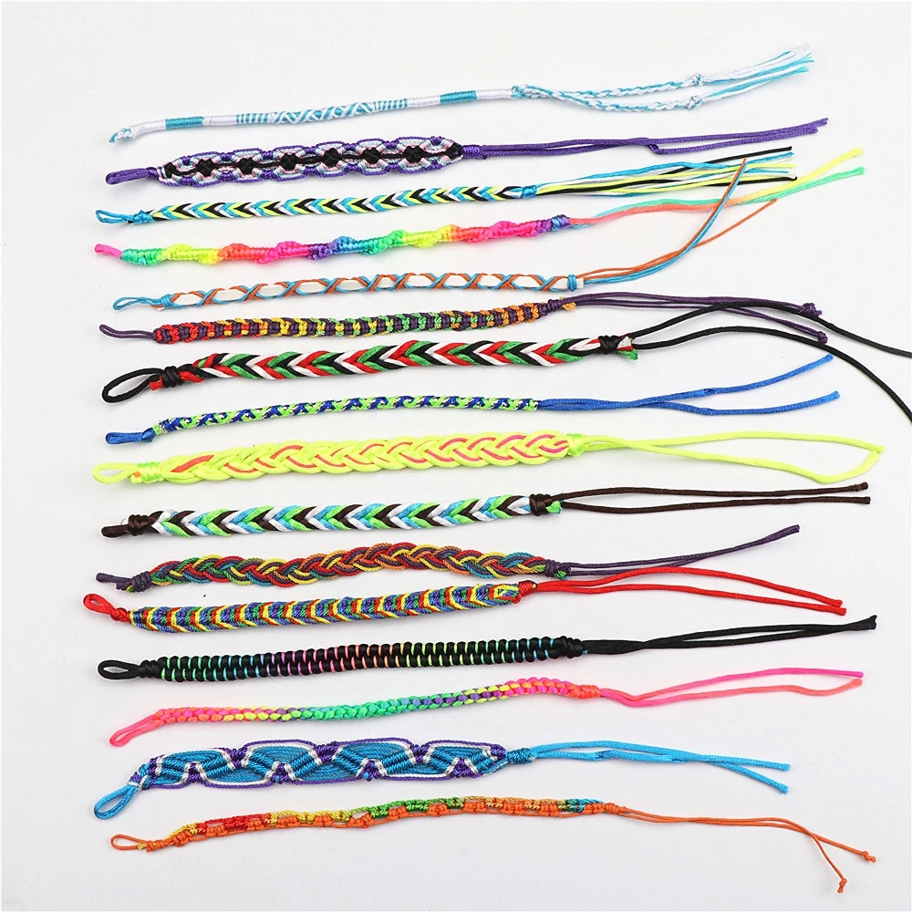 Wholesale 20pcs/lots Handmade Braided Cotton Rope Jewelry Cuff Bracelet Ankle bangles For Men Women Mix Style Size Adjustable