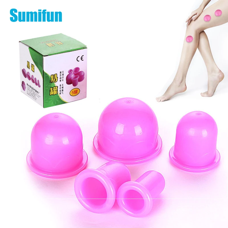 5pcs Silicone Massage Cupping Foot Lymph Drainage Vacuum Apparatus Plastic Dampness Expelling Body Release Medical Health Care