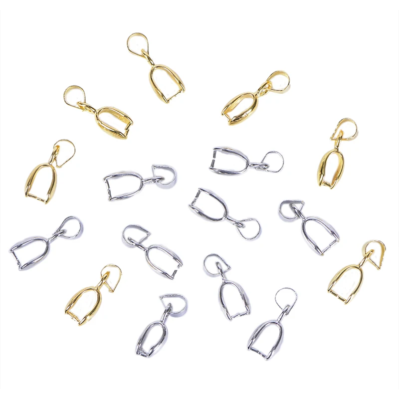 12Pcs Silver Gold Color Pendants Clasps Clips Bails Connectors Charm Beads Necklace DIY Jewelry Findings