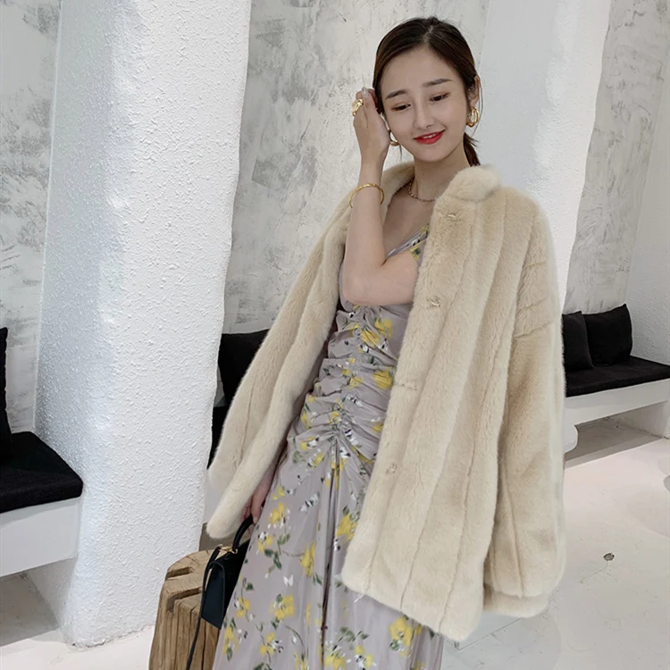 HOOOFUR Faux Fur Coat Fake Mink For Girls With Thick Warm Luxury Mink Short Women\'s Autumn Winter 2022 New beige Jacket Fox