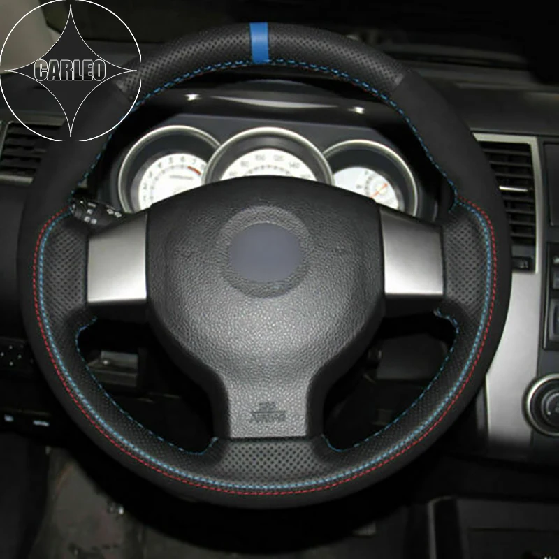 

DIY Car Steering Wheel Cover for Nissan Livina Genuine Suede Leather Custom Hand Stitching Holder Top Layer Wrap Handlebar