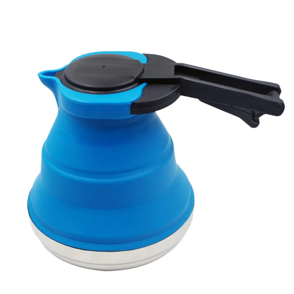 3 Colors Portable Folding Silicone Water Kettle 1.5L Water Pot Outdoor Camping Travelling Hiking Kitchen Tools Tea Coffee Kettle