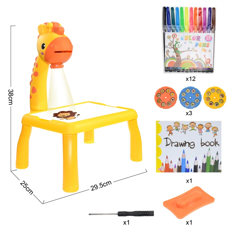 Mesa de dibujo de arte con proyector Led para niños, tablero de pintura para niños, manualidades artísticas de escritorio, herramientas de aprendizaje educativo, juguete para niña