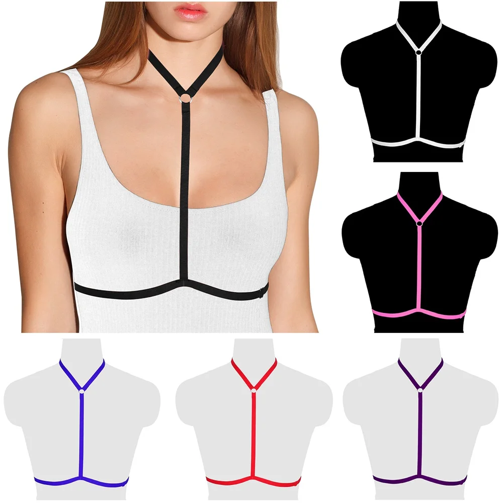 

Bdsm Women's Harness Bra Tops Fetish Waist Belt Punk Goth Sexy Lingerie Hollow Suspender Body Dance Rave Erotic Costume Garters