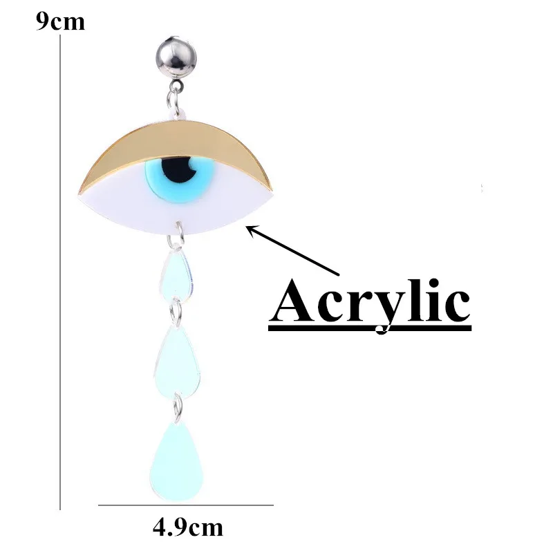 Fashion Big Eyes Acrylic Long Earrings for Women Girl Long Tassel Tears Colorful Dangle Earrings Fashion NightClub Party Jewelry