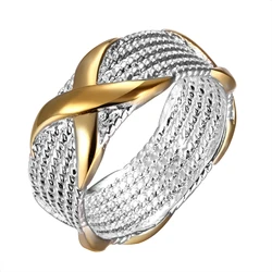 New 925 Sterling Silver Letter X Ring Color Separation For Women Engagement Party Wedding Fashion Glamour Jewelry