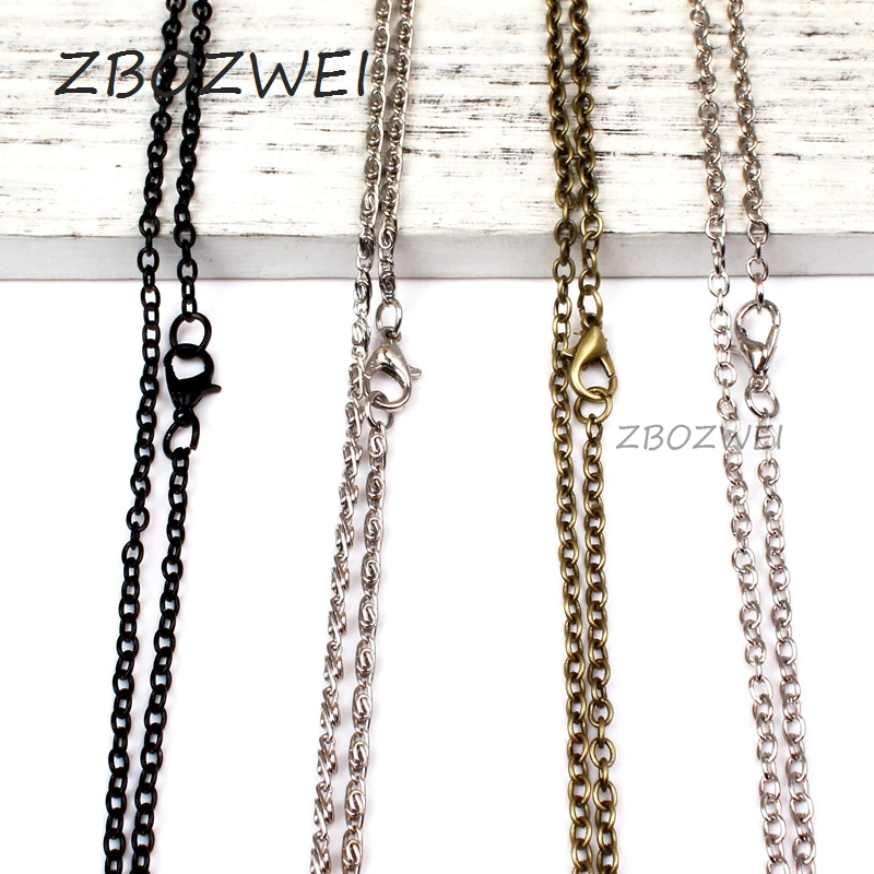 ZBOZWEI 10 sztuk/partia szerokość 1mm Cut Rolo Link Chain czarny/srebrny/brązowy kolor łańcuchy naszyjniki dla kobiet/mężczyzn akcesoria