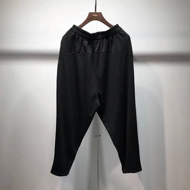 Large Dark Fashion Men's Loose Thin Harlem Pants Summer Thin Hitch Stretch Capris Men's Small Leg Pants