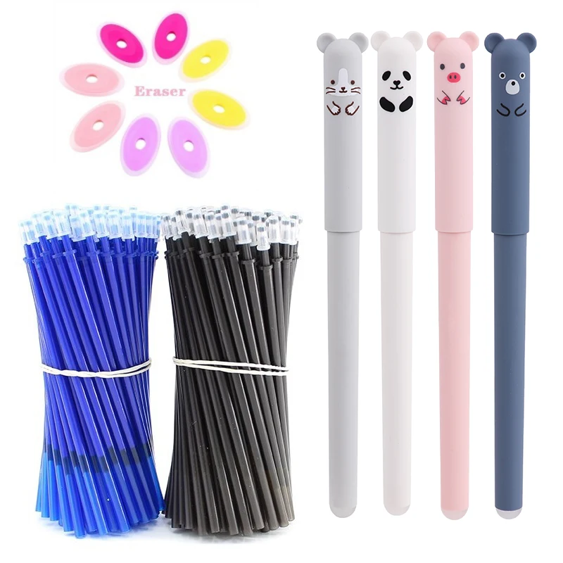 Kawaii Animal Print Erasable Gel Pens 0.5mm Waterproof Blue/Black Gel Ink Stationery School supplies for Office Student