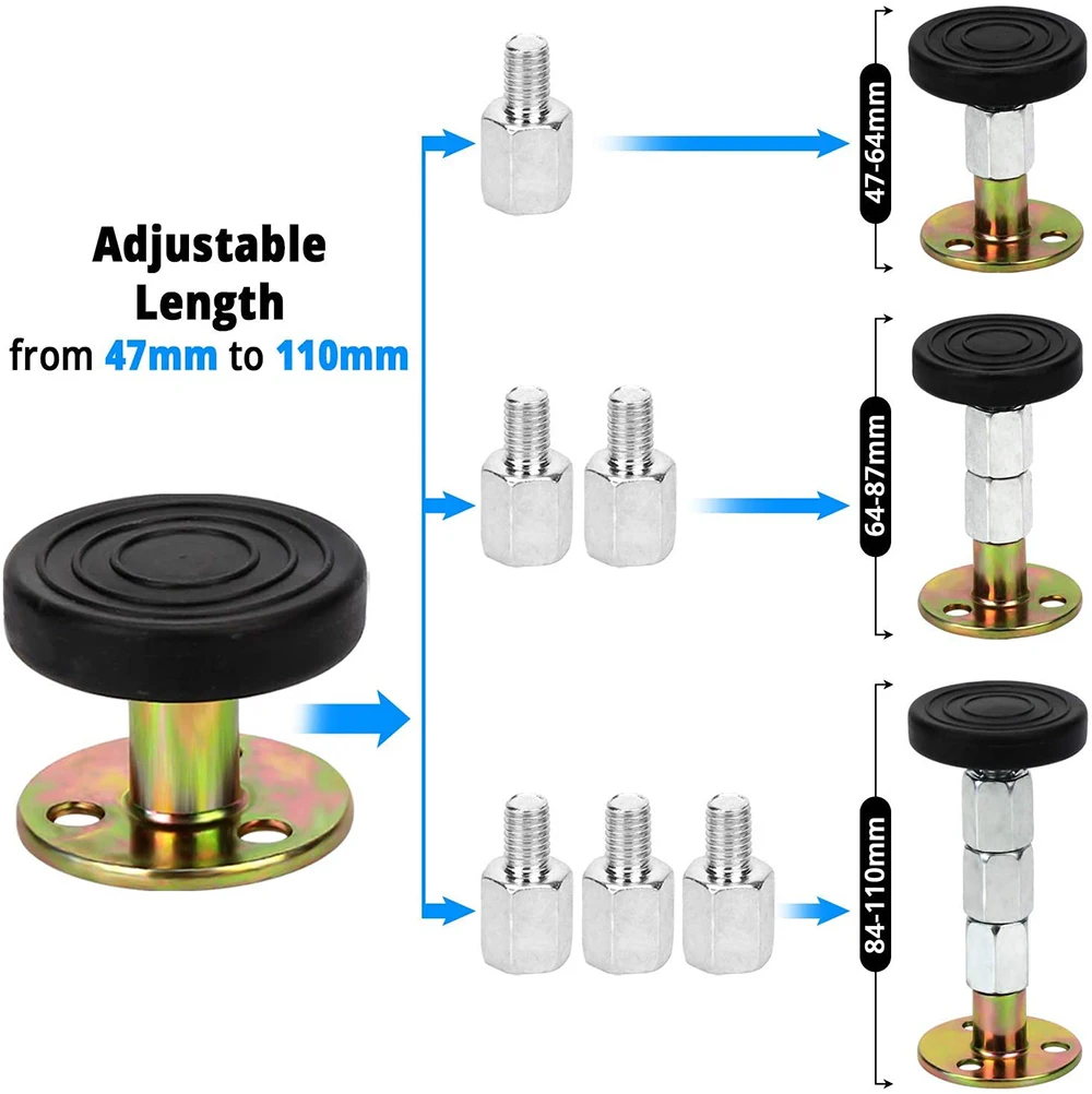 4Pcs Adjustable Threaded Bed Frame Anti-Shake Tool, Headboard Stoppers Fixer, Bedside Antishake Telescopic Support Stabilizer