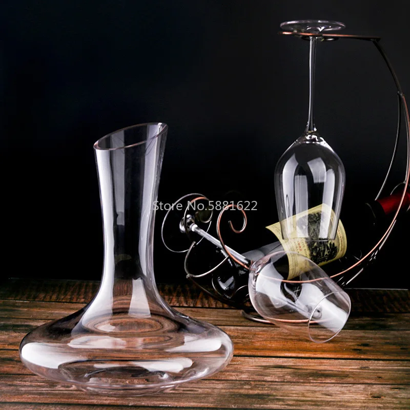 High-end Lead-free Crystal Glass Oblique Mouth Decanter Big Belly Fast Decanter Hip Flask