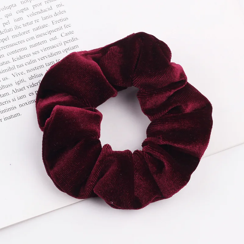 1 PC Velvet Scrunchies Rope For Women Girls Solid Hair Ties Big Ponytail Holders Headband Black Coffee Hair Band Accessories