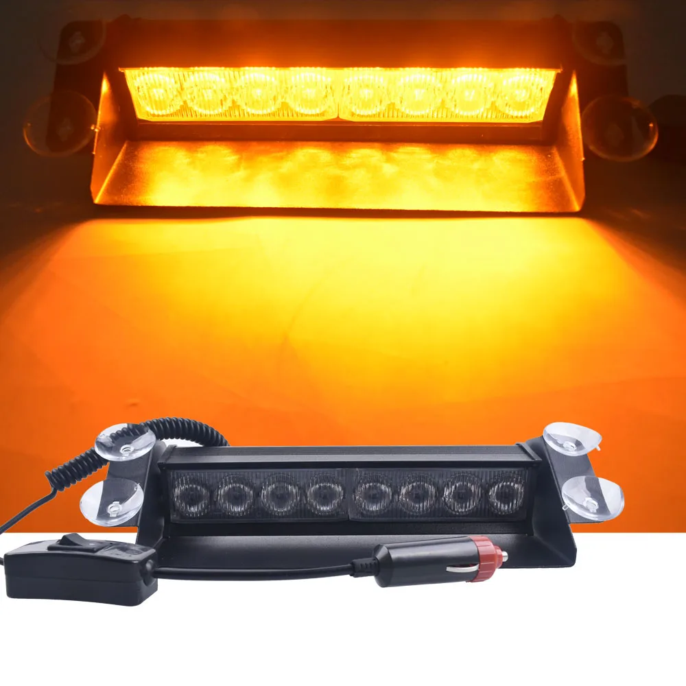 DC 12V Auto 8 LED Flashing Strobe Light Dash Emergency Warning 3 Flash Fog Lights 3 Modes For Car Motorcycle Truck