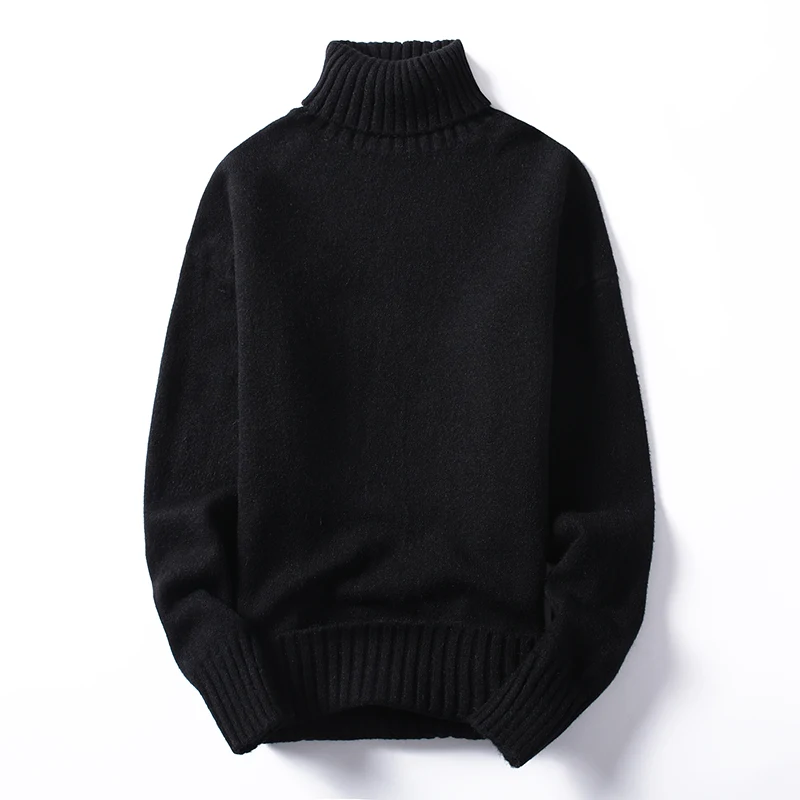 2021 Mens Turtleneck Sweaters and Pullovers Winter Casual Solid Knitted Turtleneck Wool Sweater Fashion Pullover Homme Men Brand