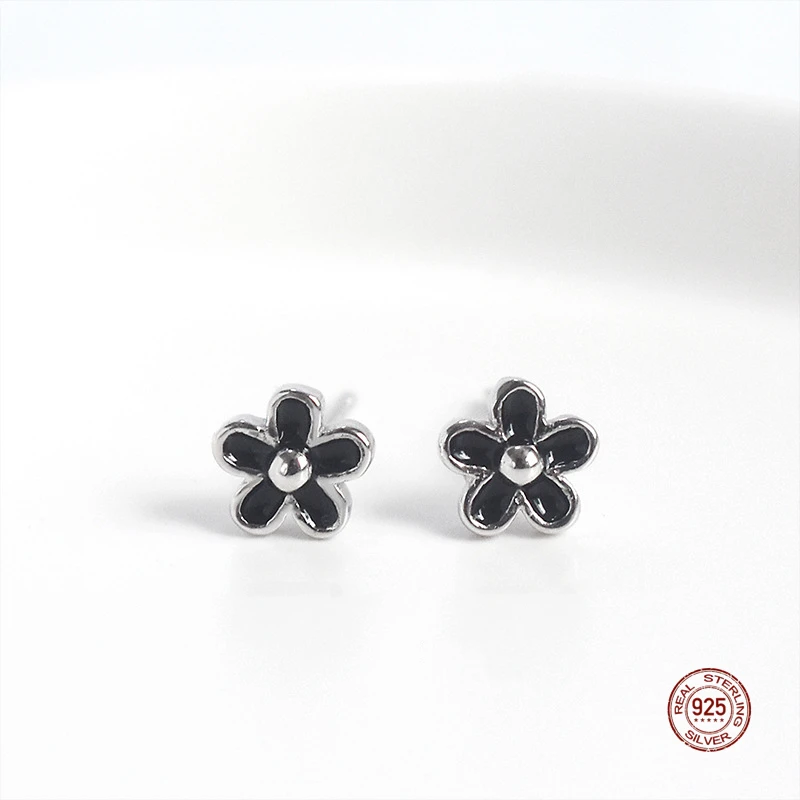 LKO Real 925 Sterling Silver Cute Blossom Flower Earrings For Women Girls Sweet Ear Studs for Girls Party Jewelry Gifts