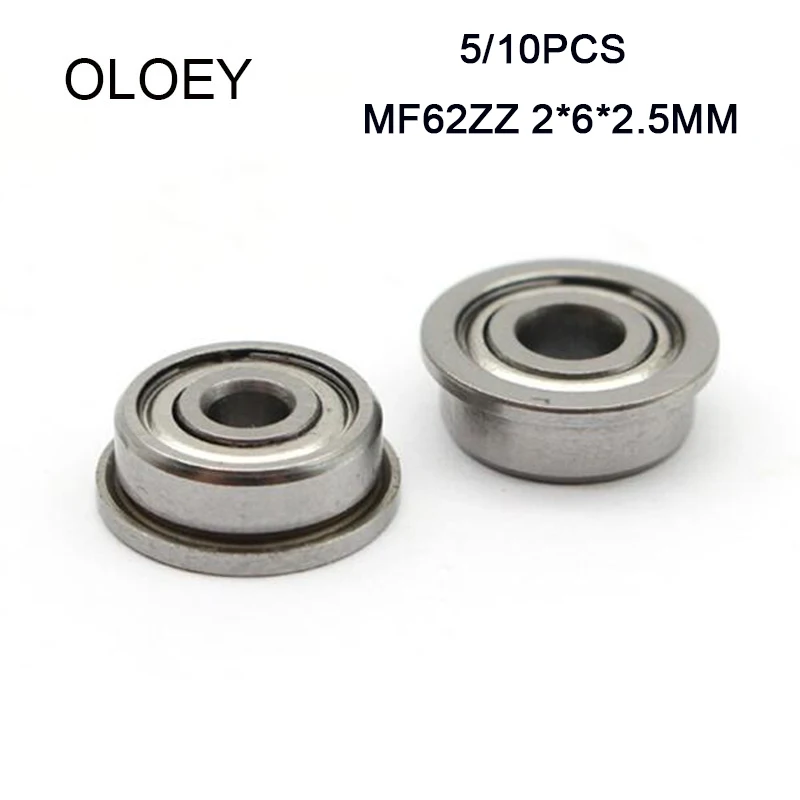 5/10pcs MF62ZZ 2x6x2.5mm  Miniature Flange Bearing LF520Z Thin Wall Metal Shielded Flanged Bearings With Corrosion Resistance