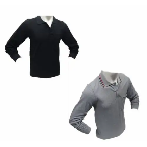 Polo Collar Long-Sleeve T-Shirt Types XXL, L, S, XXXL, XL M Please Choose Color Gray Black