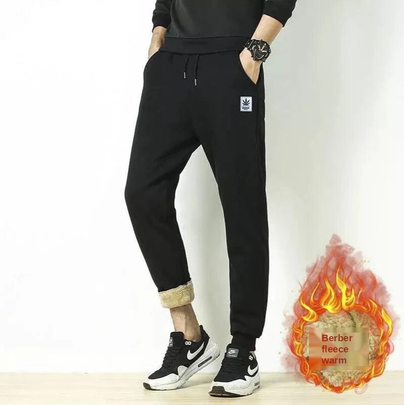 2020 Autumn Winter Casual Pants For Men Lambswool Fleece-Lined Thick Loose Warm Pants Jogging Pants Mens Sweatpants Harem Pants