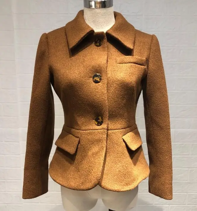 Cappotto di lana corto invernale vintage stile corte francese donna risvolto vita sottile temperamento miscele di lana