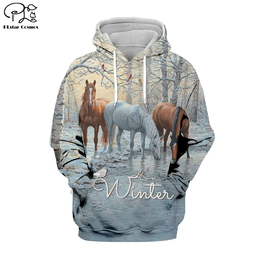 

WINTER HORSE ANIMALS ART 3D Print Hoodies 3D Hoodie Men Women New Fashion Hooded Sweatshirt Long Sleeve Pullover