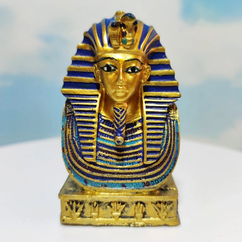 Vintage Egyptian Ancient Cleopatra Pharaoh Coffin Resin Figurine Retro Statue for Home Yoga Room Aquarium Decoration D10 21