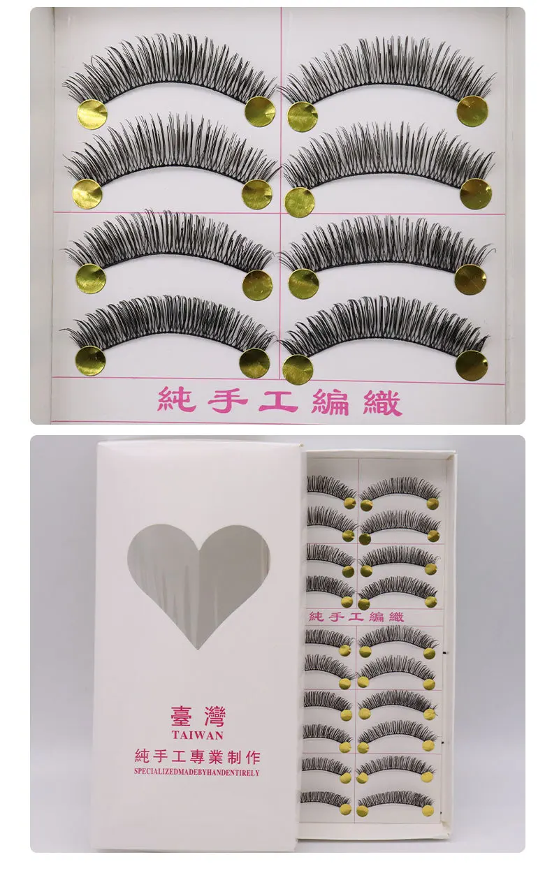 Taiwan 10 Pairs False Eyelashes Cotton Thread Soft Stems Natural Dense Volume Dramatic Eyelashes On Stage Performances