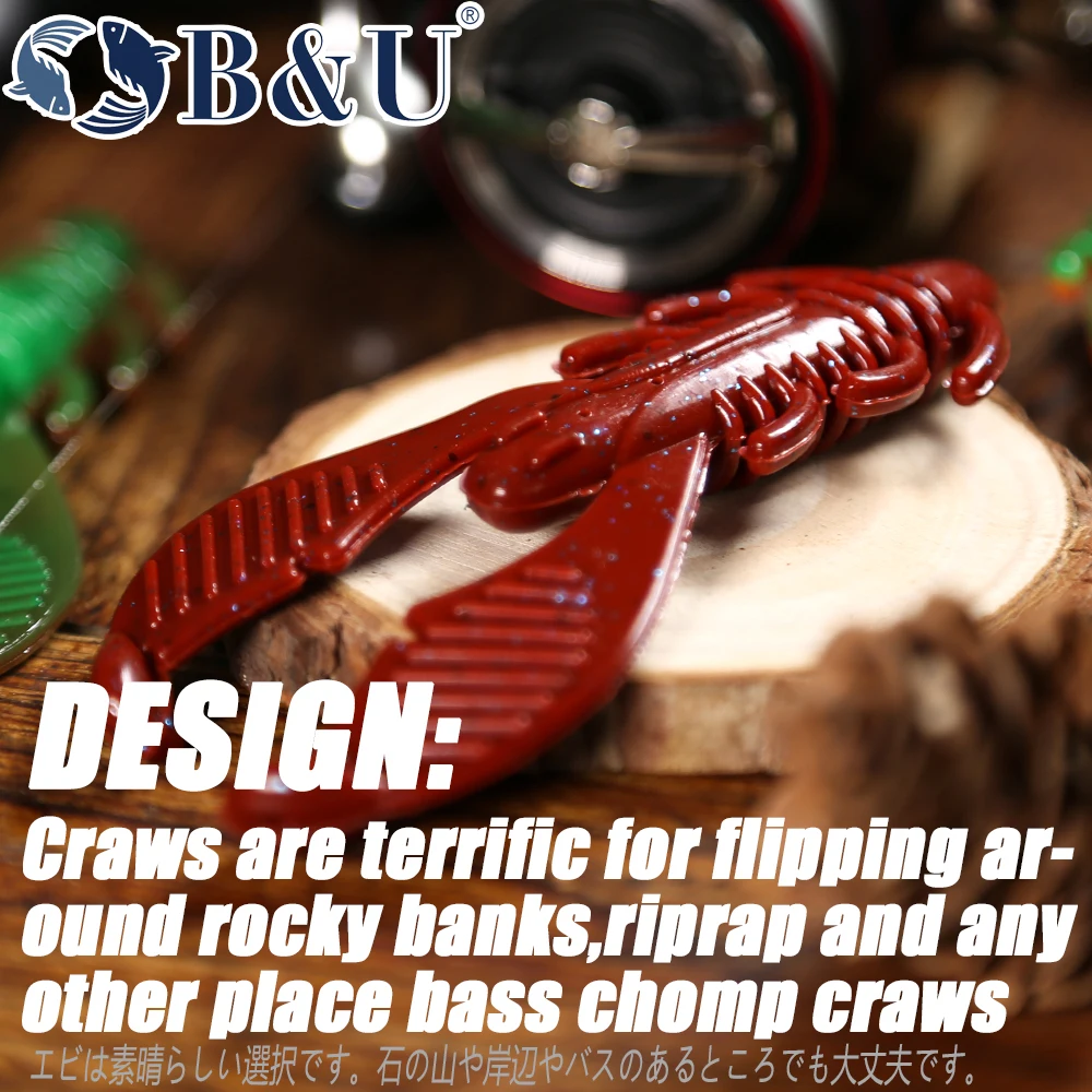 B & U Worm Craws krewetki miękka przynęta 90mm zapach z solą silikonowe sztuczne przynęty Jig Wobblers Bass Carp Pesca wędkarskiego