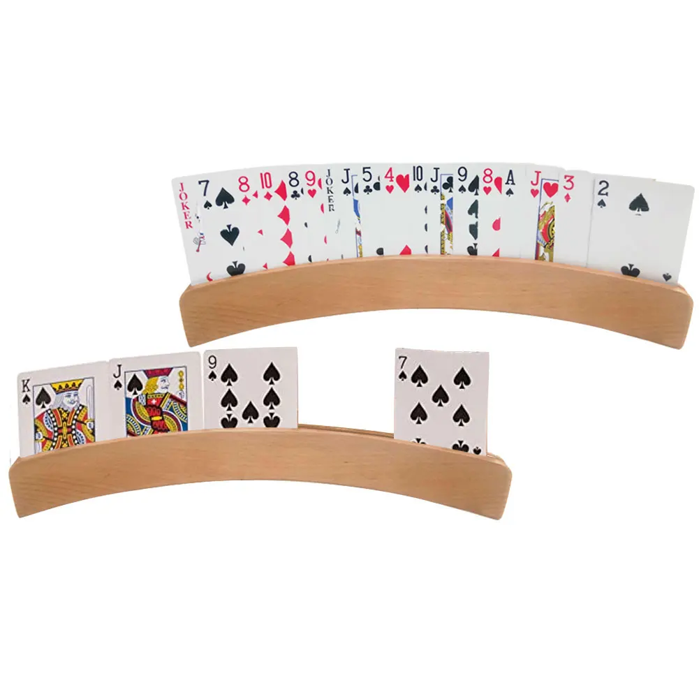 2PCS Panorama Wooden Playing Card Holders Curved Playing Cards Holders For Children Seniors Dropshipping Wholesale