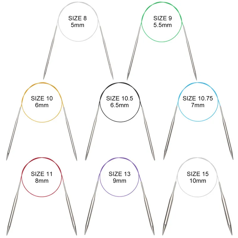 KOKNIT Stainless Steel Knitting Needles 14pcs 40-120CM 2.25-10.0mm Circular Double Point Knitting Needles Hooks DIY Weave Tools