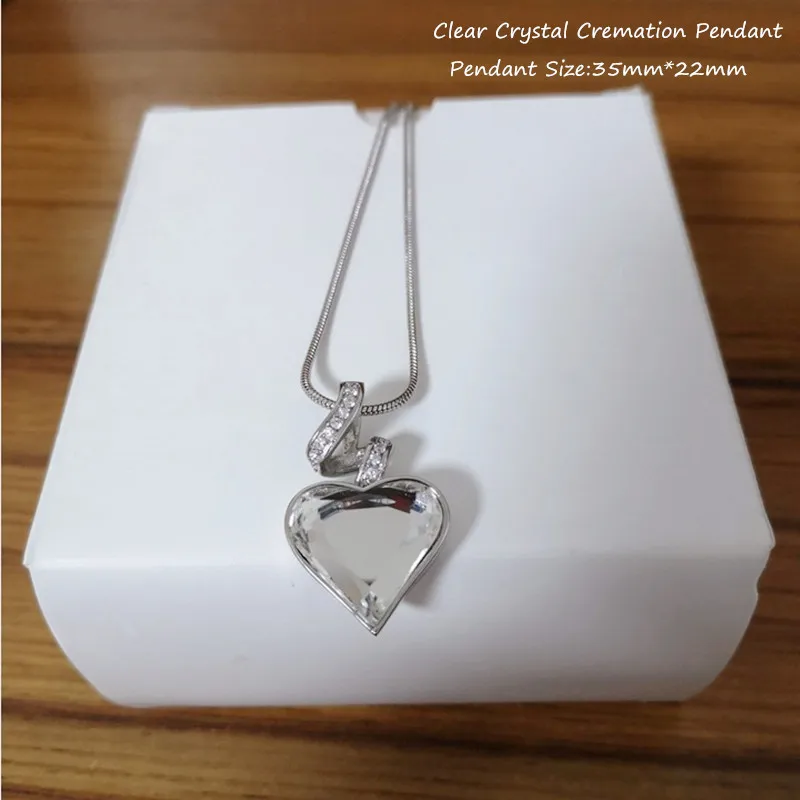 Newest Clear Crystal Inlay Heart Cremation Necklace for Women to Put Loved Human or Pet Ashes in