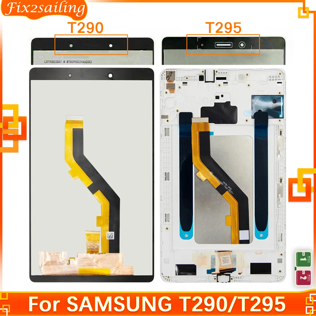 LCD  For Samsung Galaxy Display Tab A 8.0 2019 SM-T290 SM-T295 T290 T295 LCD Touch Screen  Assembly Replacemet No With Frame