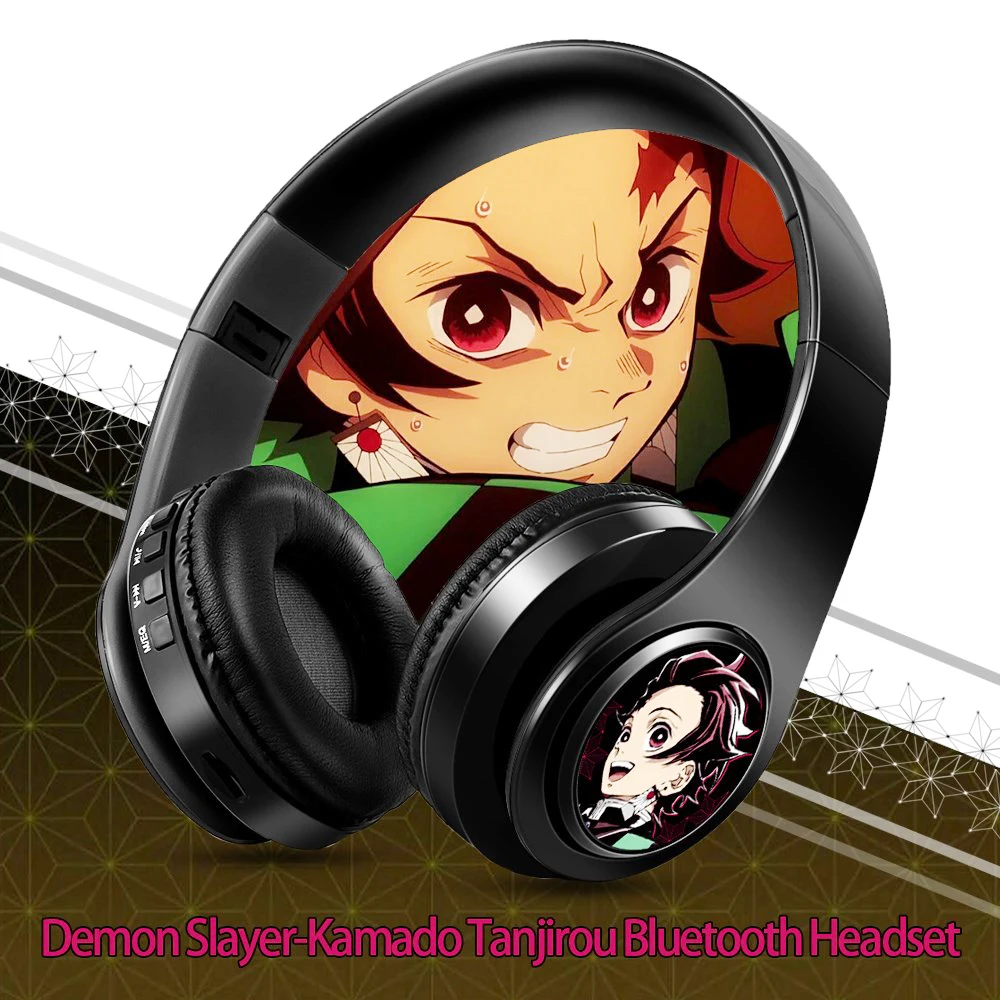 

Cosplay Anime Headphone Demon Slayer Kamado TanjirouHint Tone Wireless Bluetooth Headset Head Mounted Plug In Card Mobile Phone