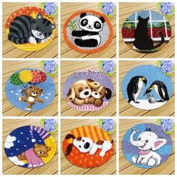 Cartoon Animals Knooppakket Smyrna Latch Hook Panda High Quality Cushion Needlework Mats Klink Haak Kussen Bloem Gifts DIY