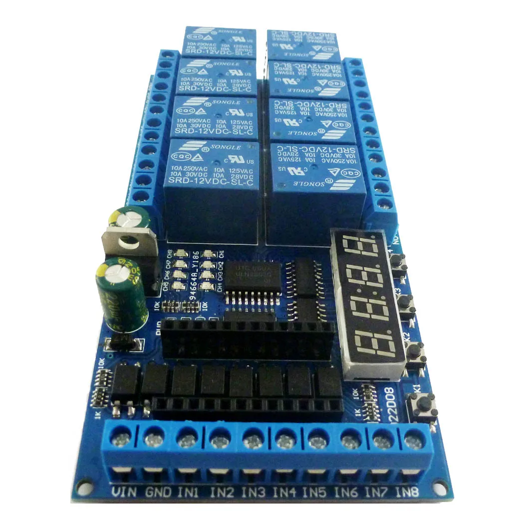 DC 12V 8 Channel Pro mini PLC Board Relay Shield Module for Arduino Multifunction Delay Timer Switch Board