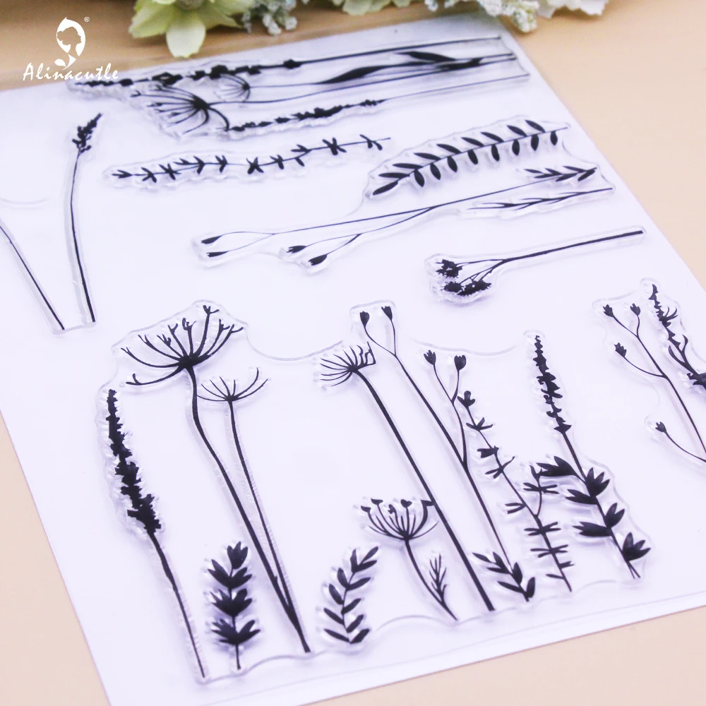 Alinacutle CLEAR STAMPS Jungle Plant Bush Floral Grass DIY Scrapbooking Card Paper Craft Rubber Roller Transparent Silicon Stamp