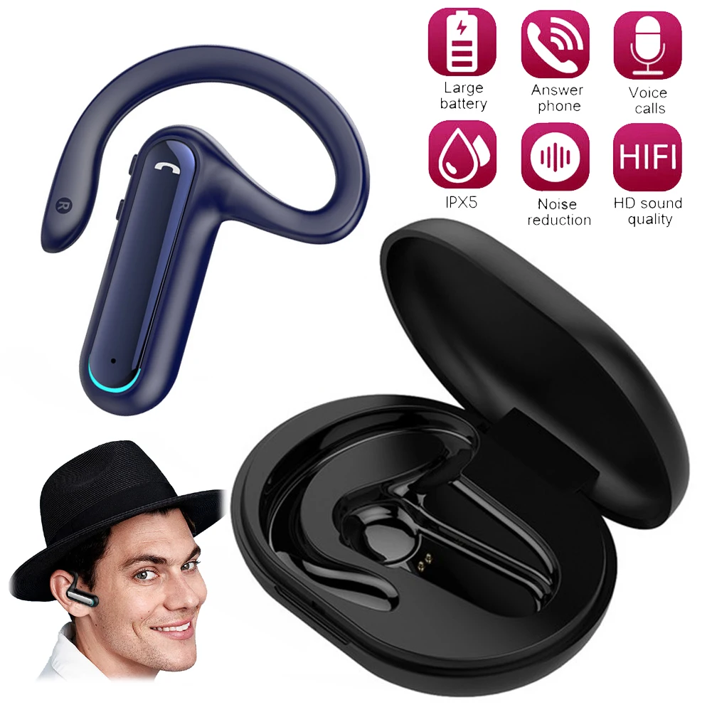 Universal Wireless Earphone Sport Stereo Headset Ear Hook Music Earpiece with Charging Case