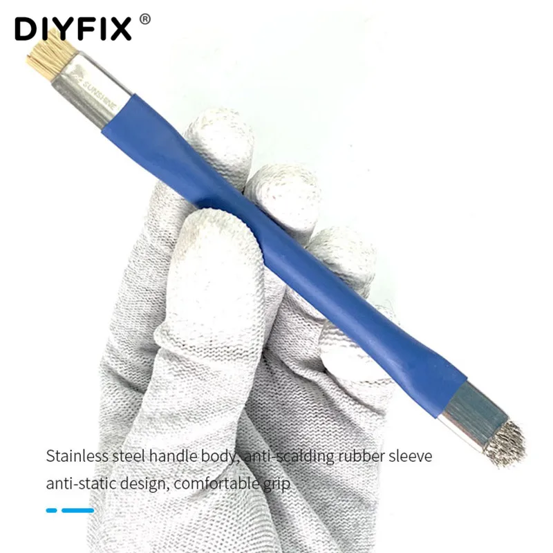 SS-022B Superfine Steel Wire Double-end Hard Brush For Motherboard PCB Mobile Phone Repair Tools Kit Anti-Static Cleaning Brush