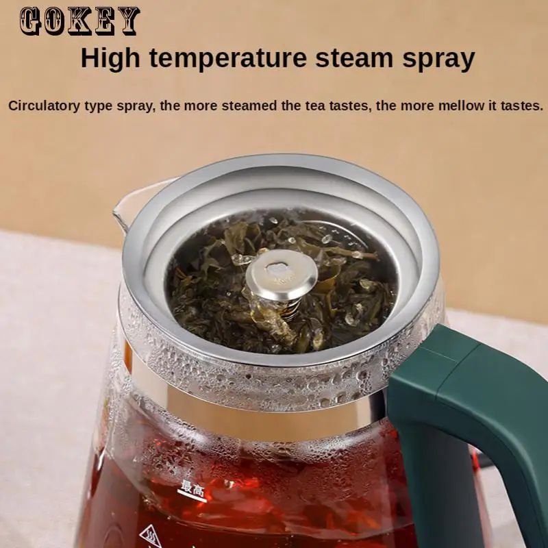 Tetera eléctrica de vidrio resistente al calor, Infusor de té con filtro, pulverizador de vapor automático, tetera de vidrio de borosilicato, olla de salud, 1L